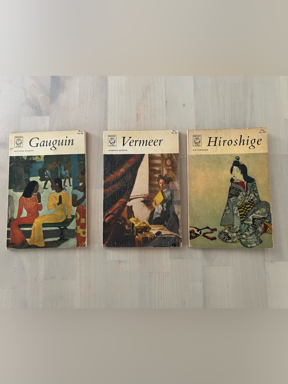 Vintage Set of 3 Art Paperback Books — Gauguin, Vermeer, Hiroshige